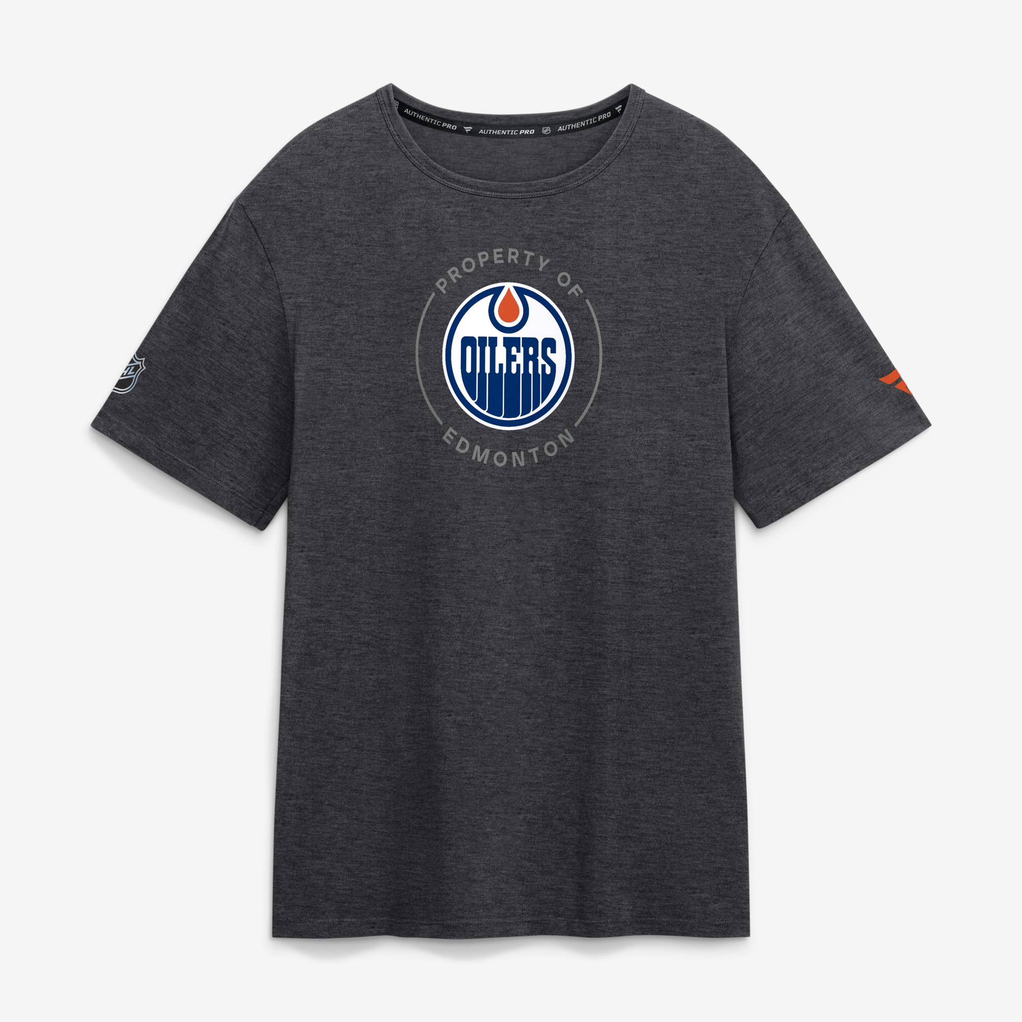 Men's Fanatics Heather Charcoal Edmonton Oilers Authentic Pro Property Of T-Shirt
