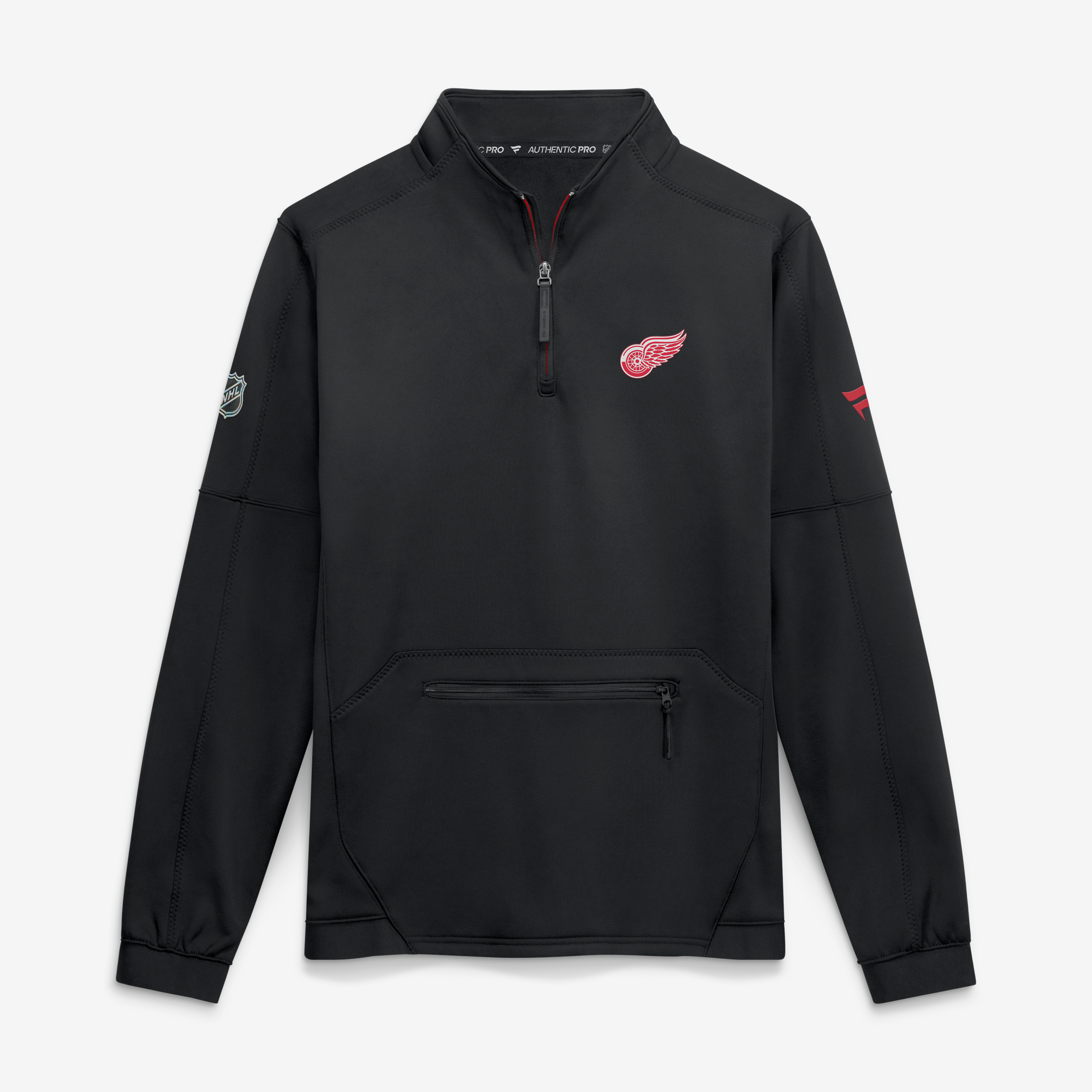 Men's Fanatics Black Detroit Red Wings Authentic Pro Rink Fleece Quarter-Zip Pullover