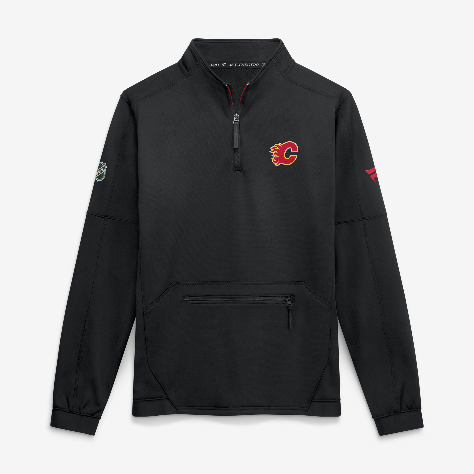 Men's Fanatics Black Calgary Flames Authentic Pro Rink Fleece Quarter-Zip Pullover