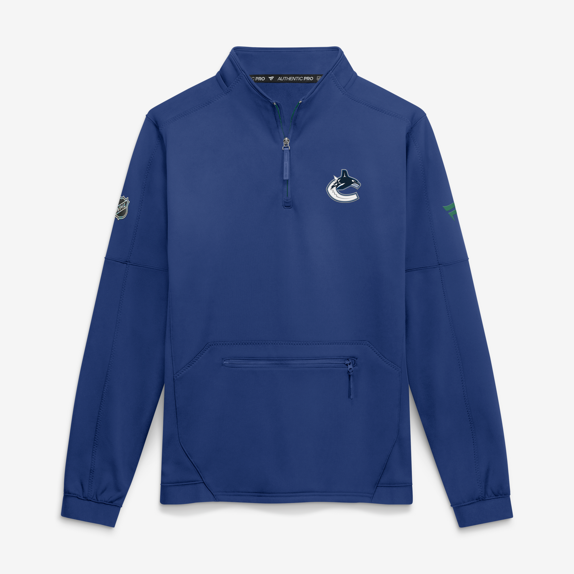 Men's Fanatics Blue Vancouver Canucks Authentic Pro Rink Fleece Quarter-Zip Pullover