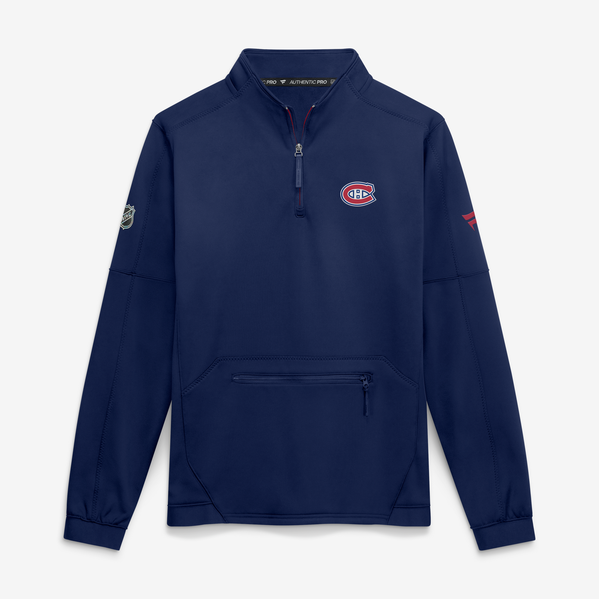 Men's Fanatics Navy Montreal Canadiens Authentic Pro Rink Fleece Quarter-Zip Pullover
