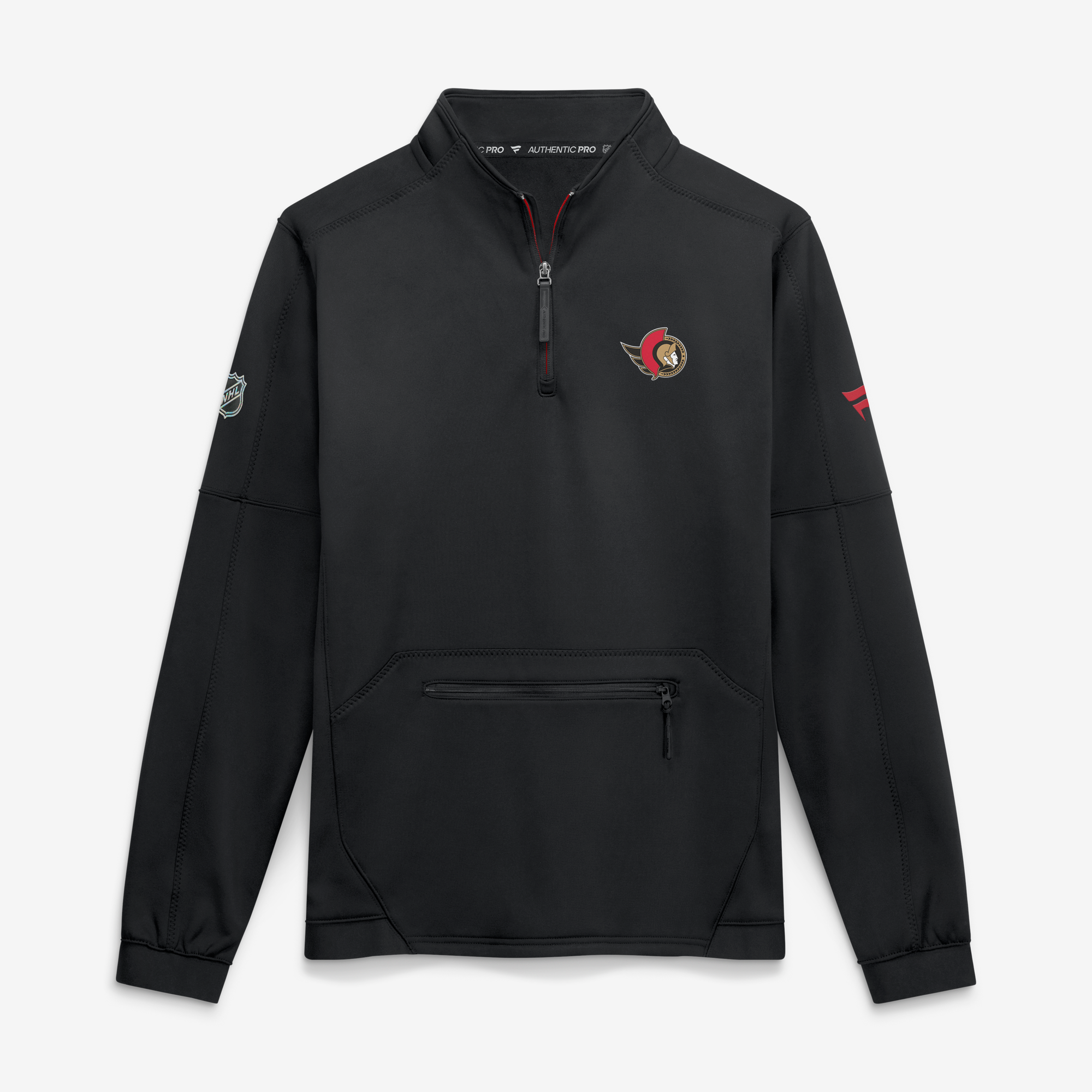 Men's Fanatics Black Ottawa Senators Authentic Pro Rink Fleece Quarter-Zip Pullover