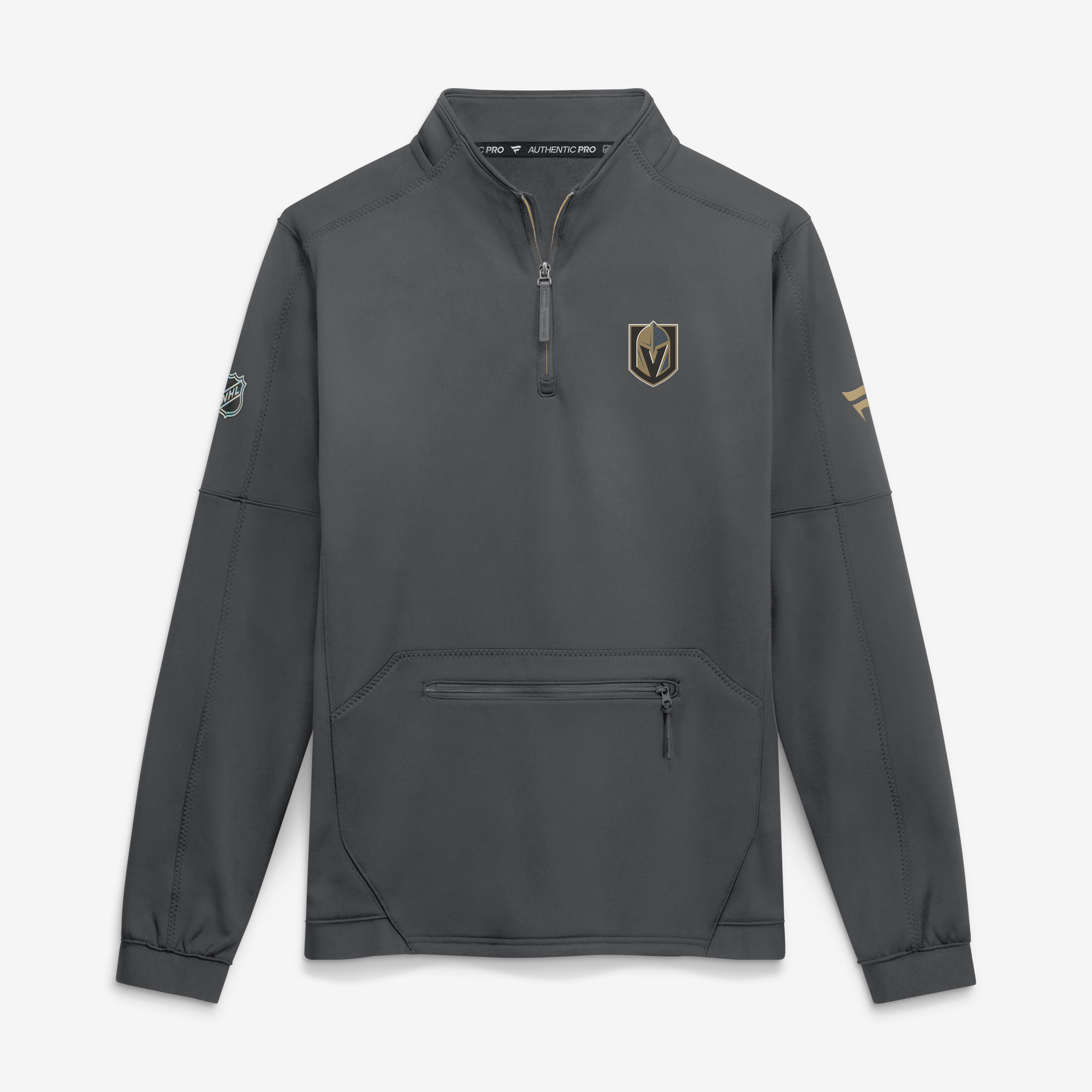 Men's Fanatics Gray Vegas Golden Knights Authentic Pro Rink Fleece Quarter-Zip Pullover