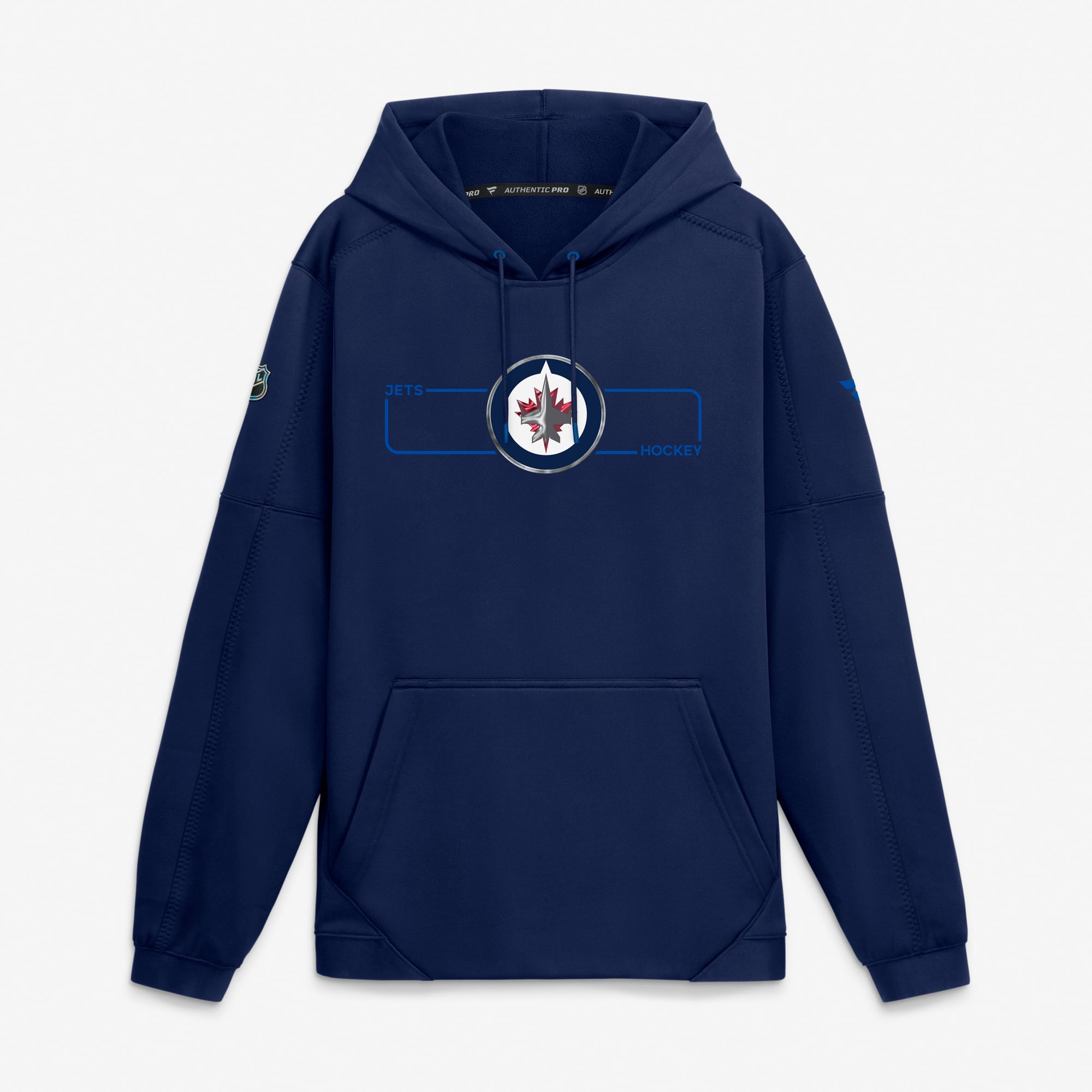 Men's Fanatics Navy Winnipeg Jets Authentic Pro Rink Fleece Pullover Hoodie