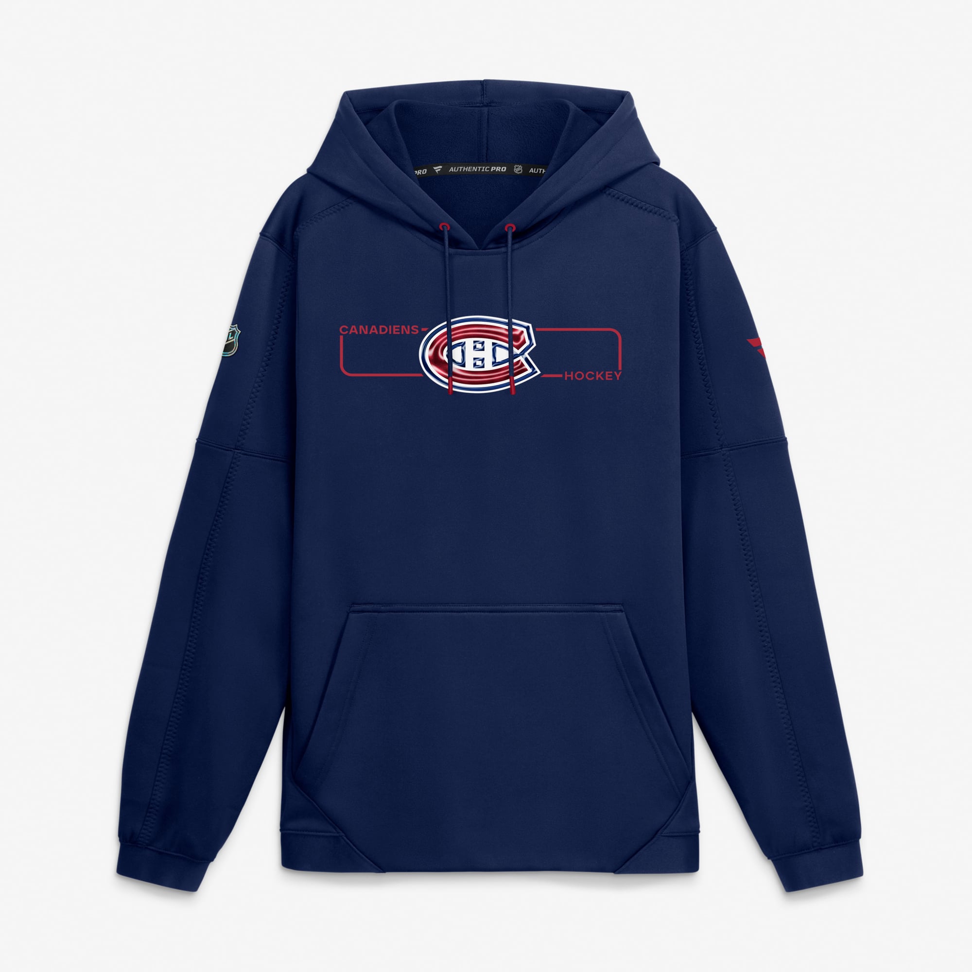 Men's Fanatics Navy Montreal Canadiens Authentic Pro Rink Fleece Pullover Hoodie