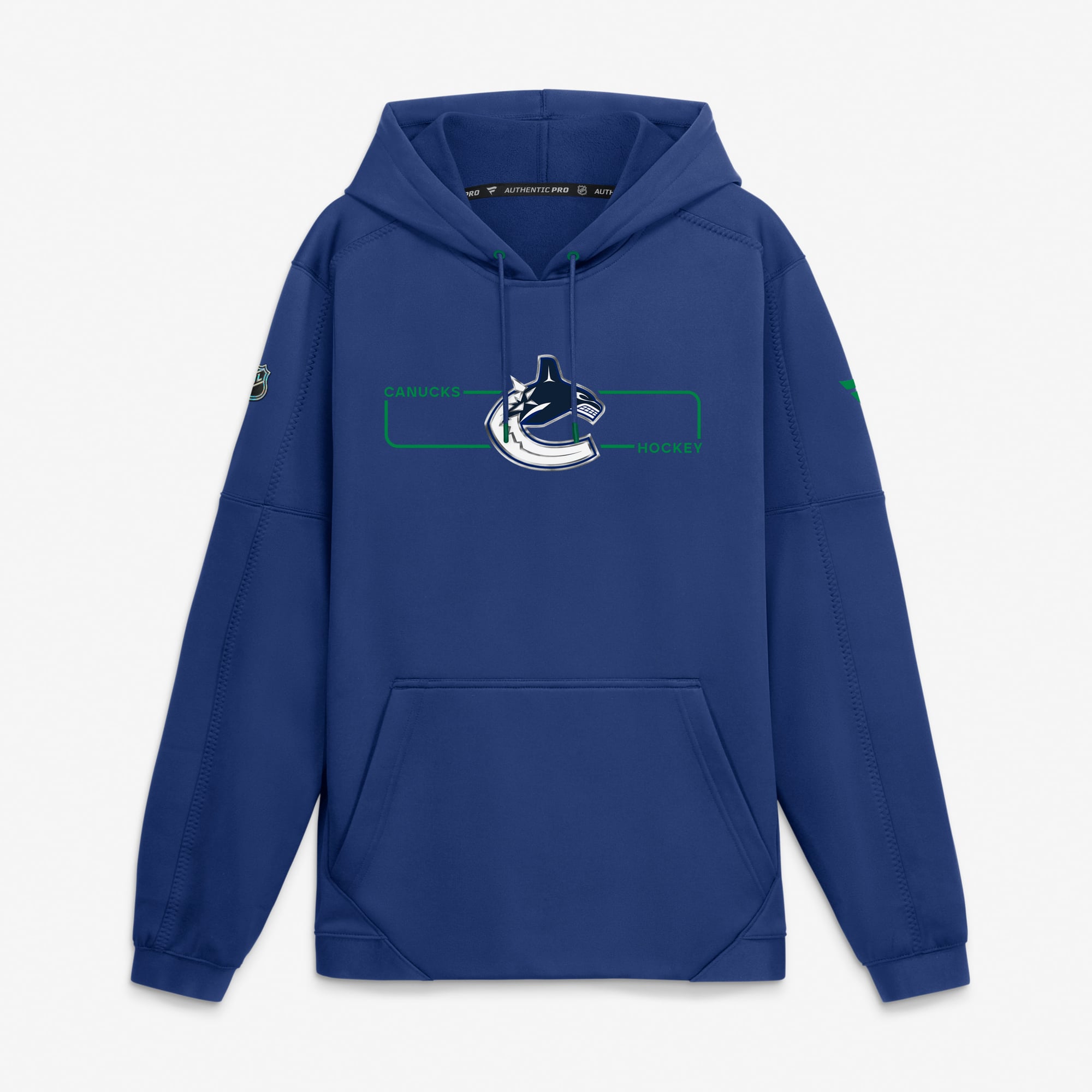 Men's Fanatics Blue Vancouver Canucks Authentic Pro Rink Fleece Pullover Hoodie