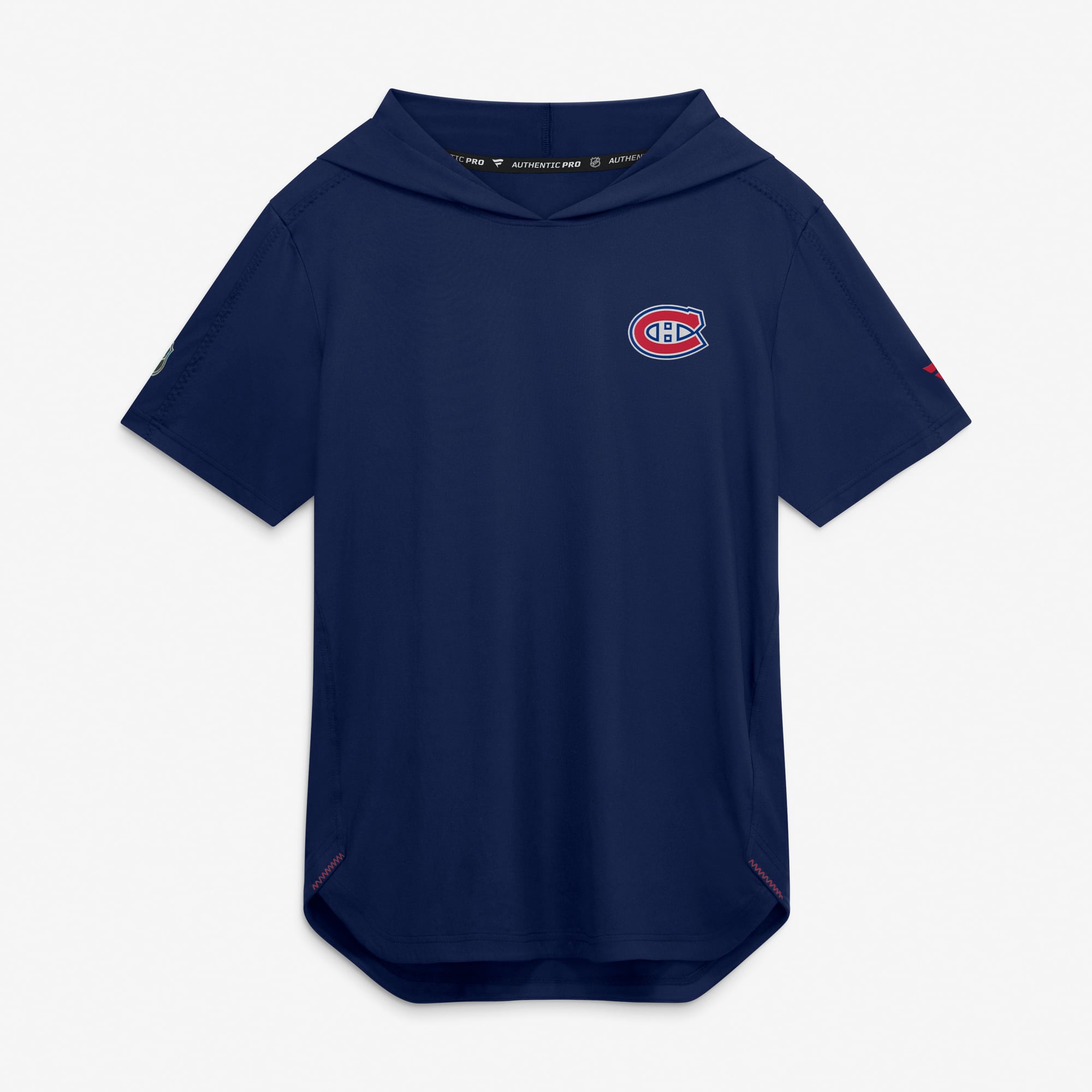 Men's Fanatics Navy Montreal Canadiens Authentic Pro Train Short Sleeve Pullover Hoodie