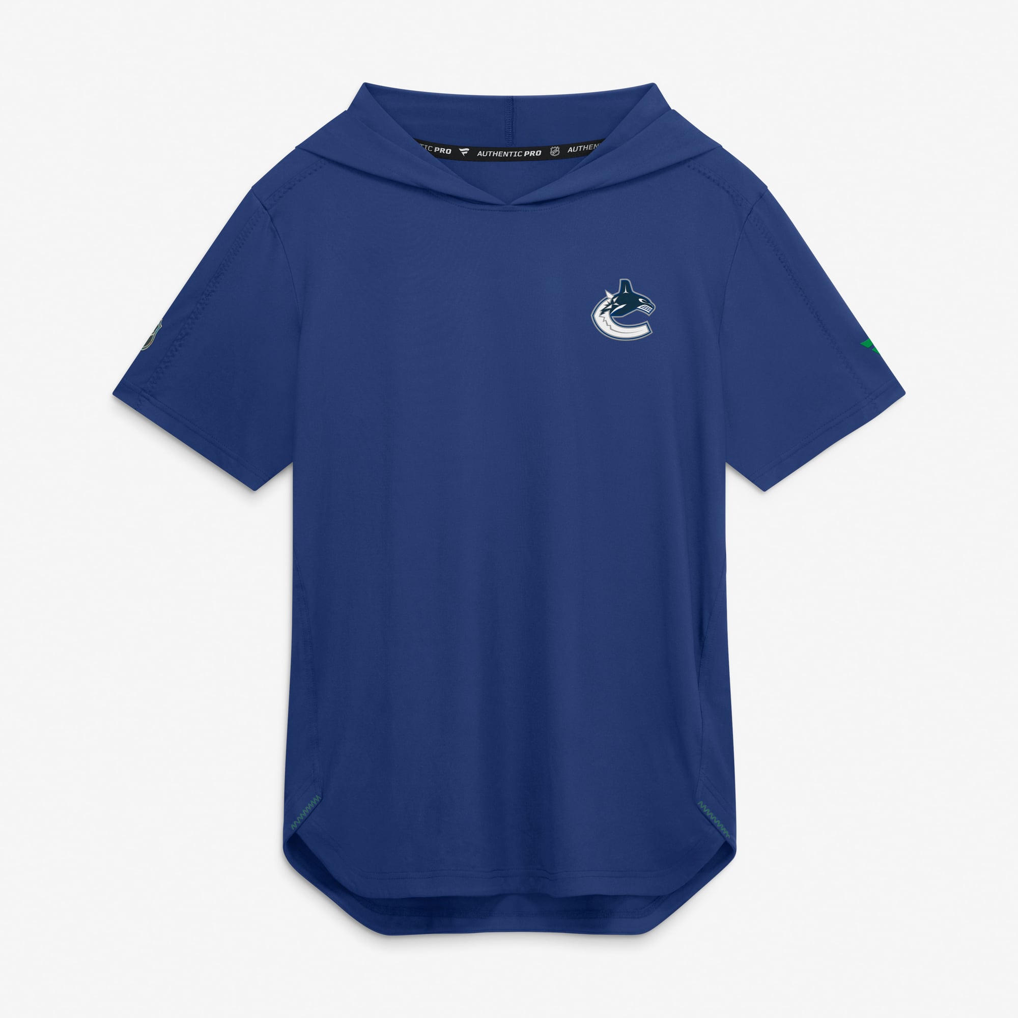 Men's Fanatics Blue Vancouver Canucks Authentic Pro Train Short Sleeve Pullover Hoodie