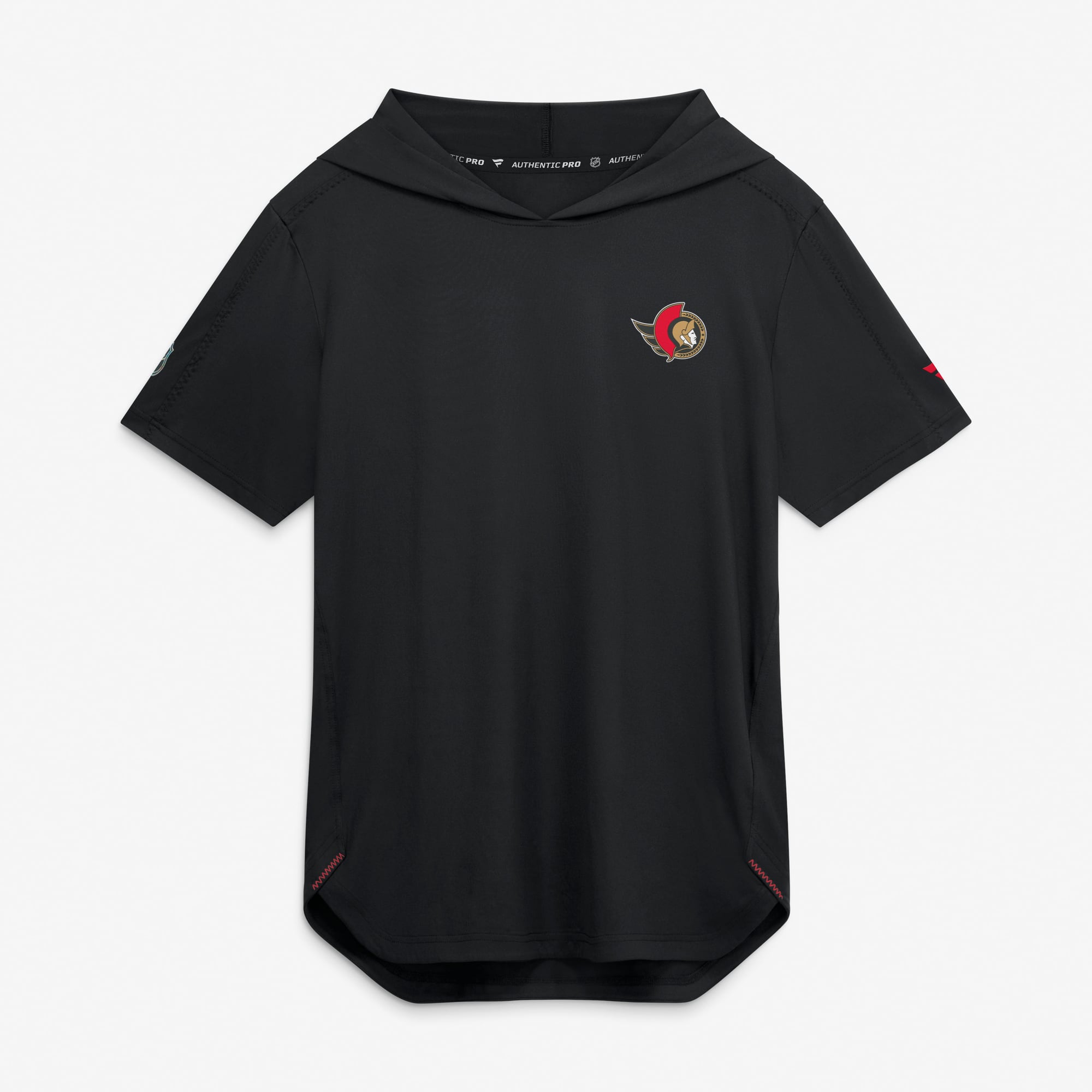 Men's Fanatics Black Ottawa Senators Authentic Pro Train Short Sleeve Pullover Hoodie