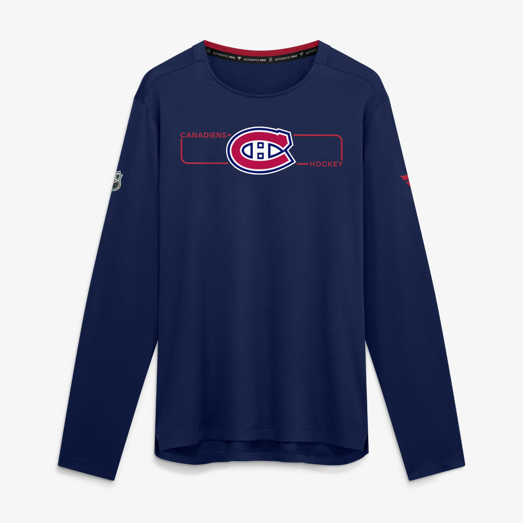 Men's Fanatics Navy Montreal Canadiens Authentic Pro Rink Tech Long Sleeve T-Shirt