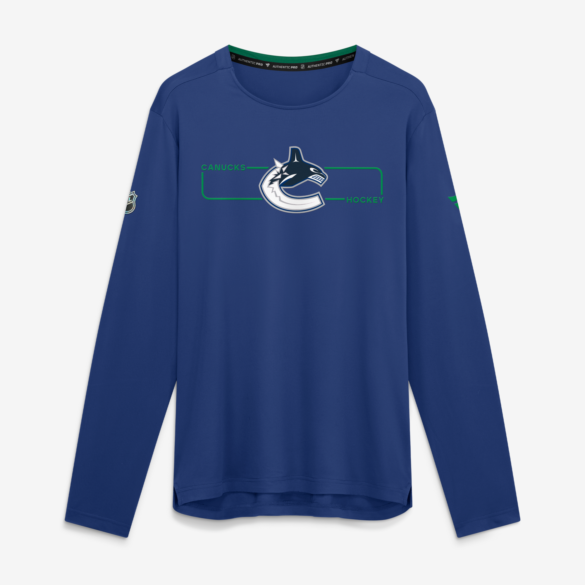 Men's Fanatics Blue Vancouver Canucks Authentic Pro Rink Tech Long Sleeve T-Shirt