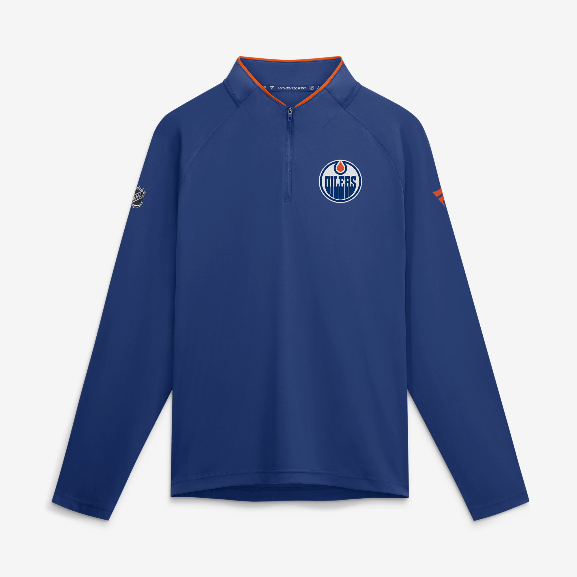 Men's Fanatics Royal Edmonton Oilers Authentic Pro Rink Raglan Lightweight Quarter-Zip Pullover