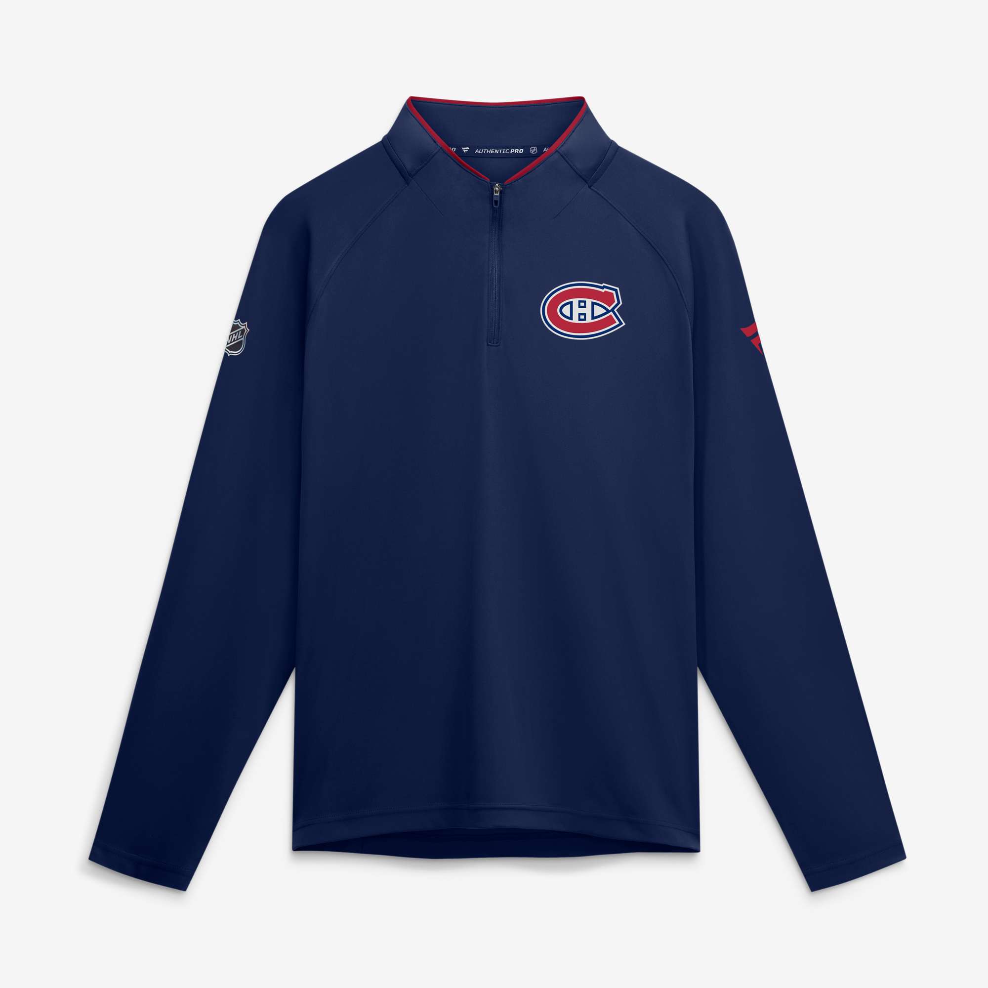 Men's Fanatics Navy Montreal Canadiens Authentic Pro Rink Raglan Lightweight Quarter-Zip Pullover