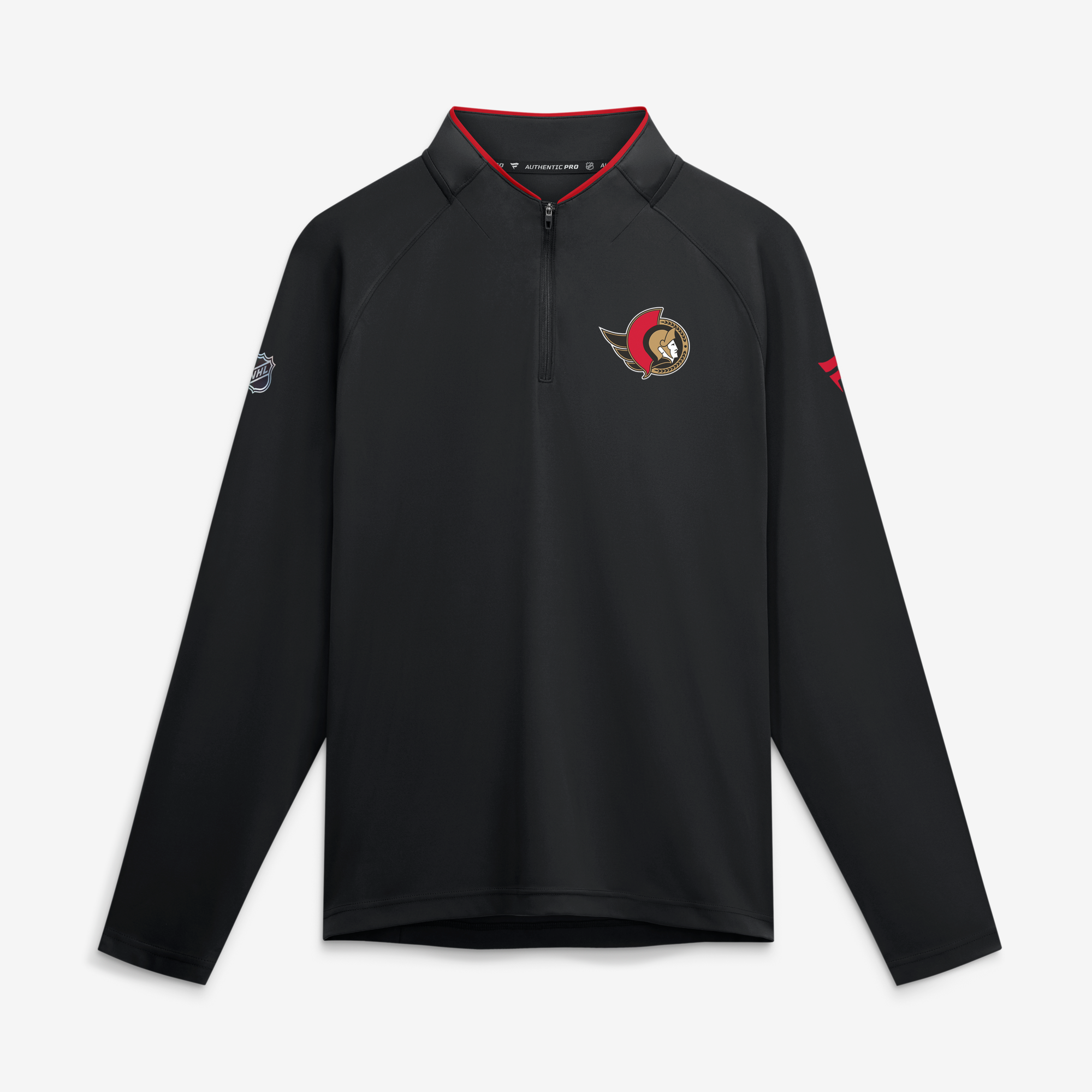 Men's Fanatics Black Ottawa Senators Authentic Pro Rink Lightweight Quarter-Zip Pullover