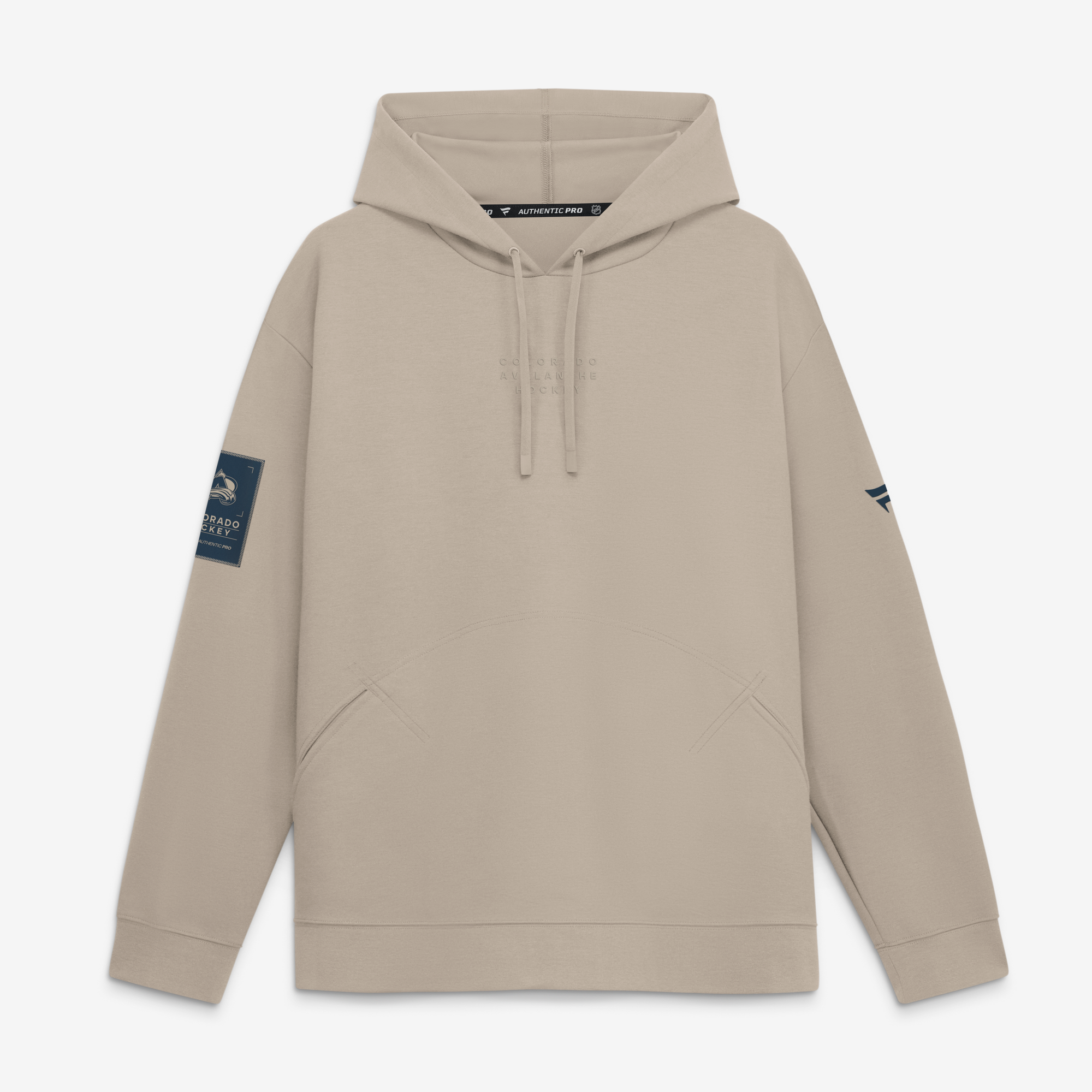 Men's Fanatics Light Beige Colorado Avalanche Authentic Pro Road Pullover Hoodie