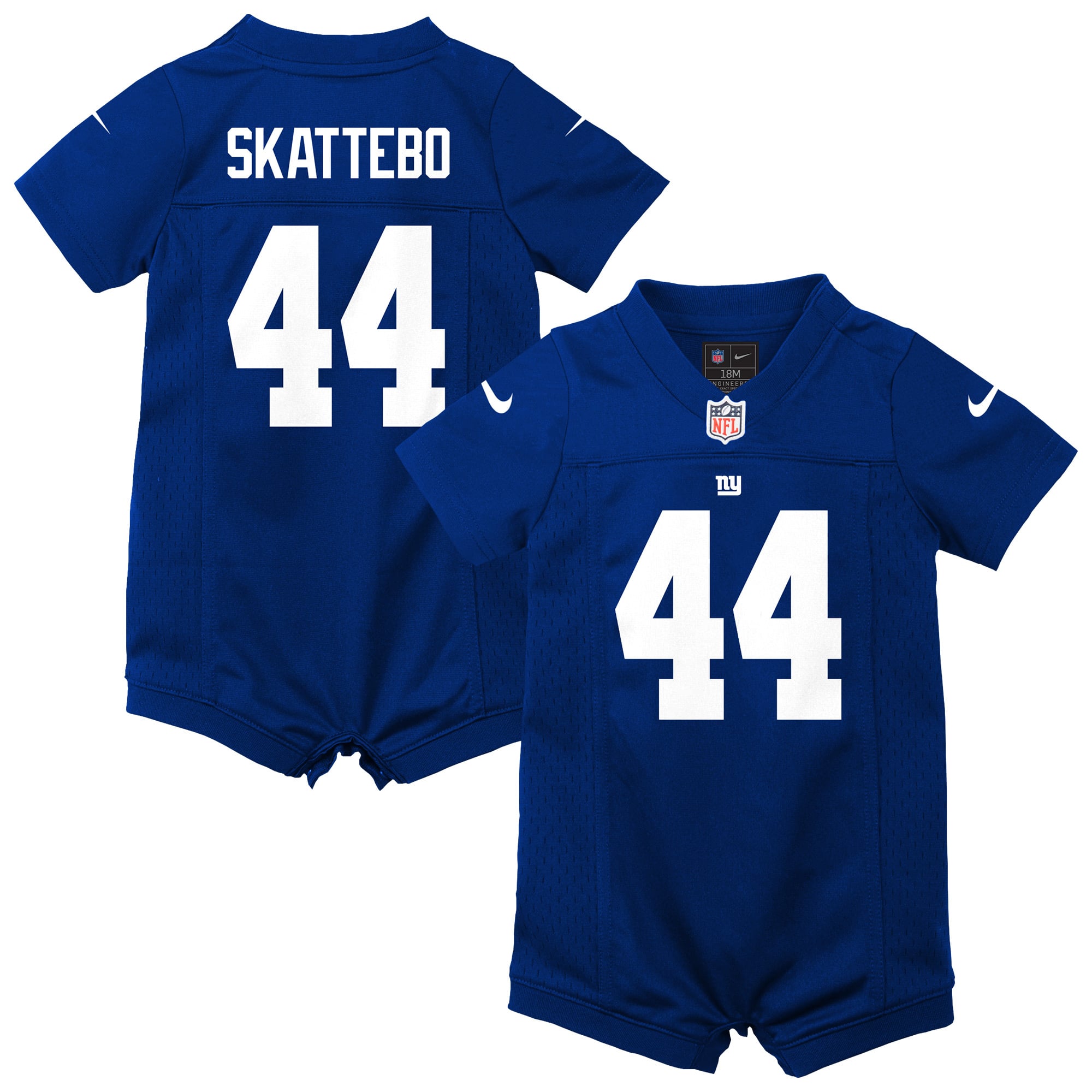 Newborn Nike Cam Skattebo Royal New York Giants Romper Game Jersey