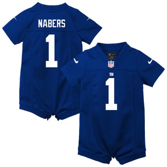 Newborn Nike Malik Nabers Royal New York Giants Romper Game Jersey