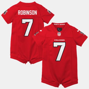 Newborn Nike Bijan Robinson Red Atlanta Falcons Romper Game Jersey