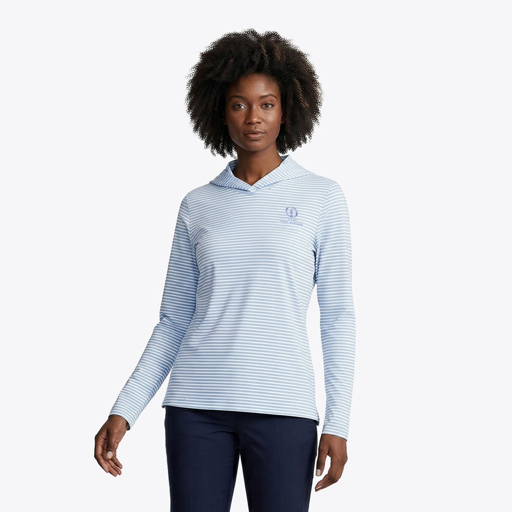 Felpa con cappuccio a righe Peter Millar 154° Open Royal Birkdale - Blu - Donna