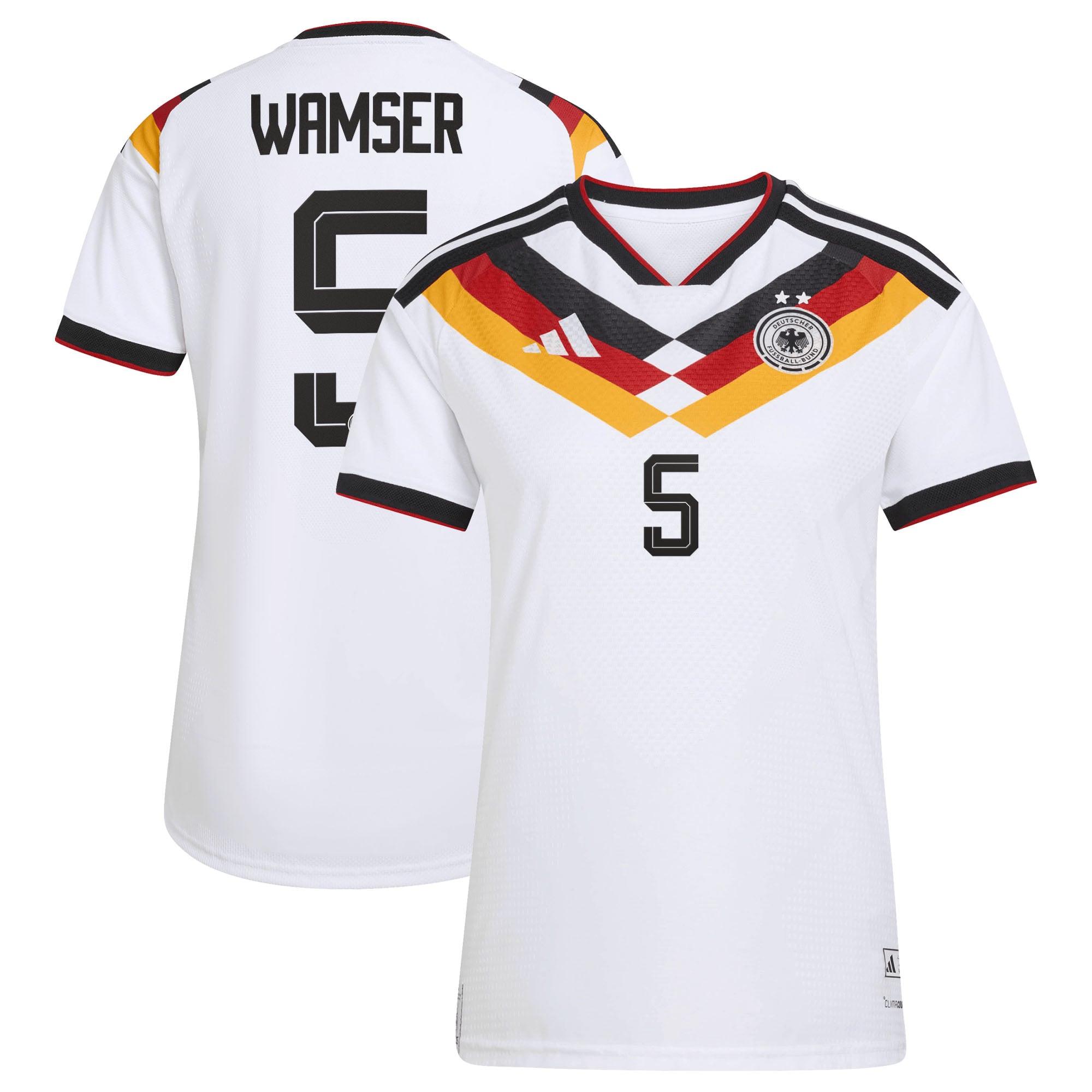 Camiseta oficial de la selección alemana adidas 1ª Equipación temporada 2026 - 2 Esterellas - Mujer con dorsal Wamser 5