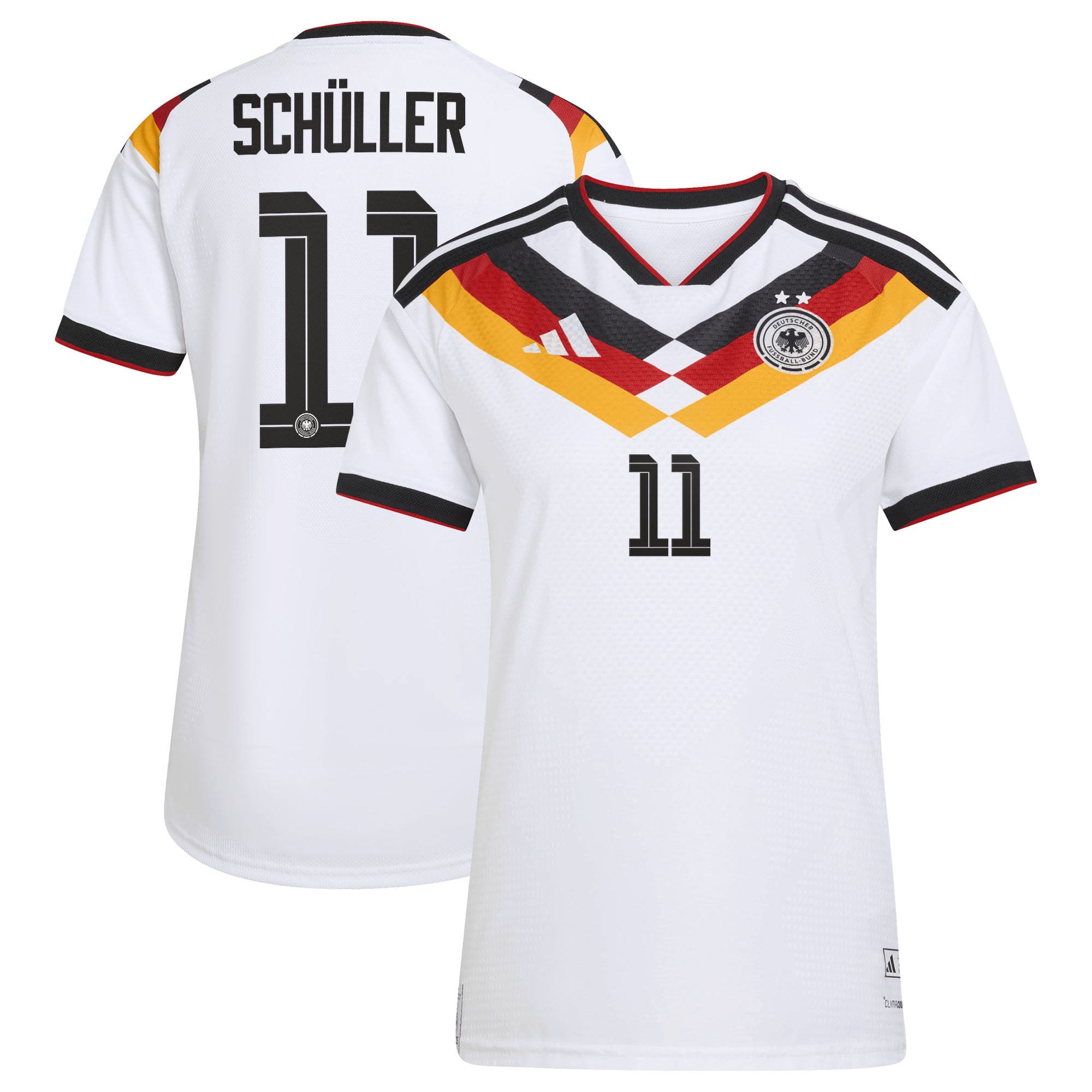 Camiseta oficial de la selección alemana adidas 1ª Equipación temporada 2026 - 2 Esterellas - Mujer con dorsal Schüller 11