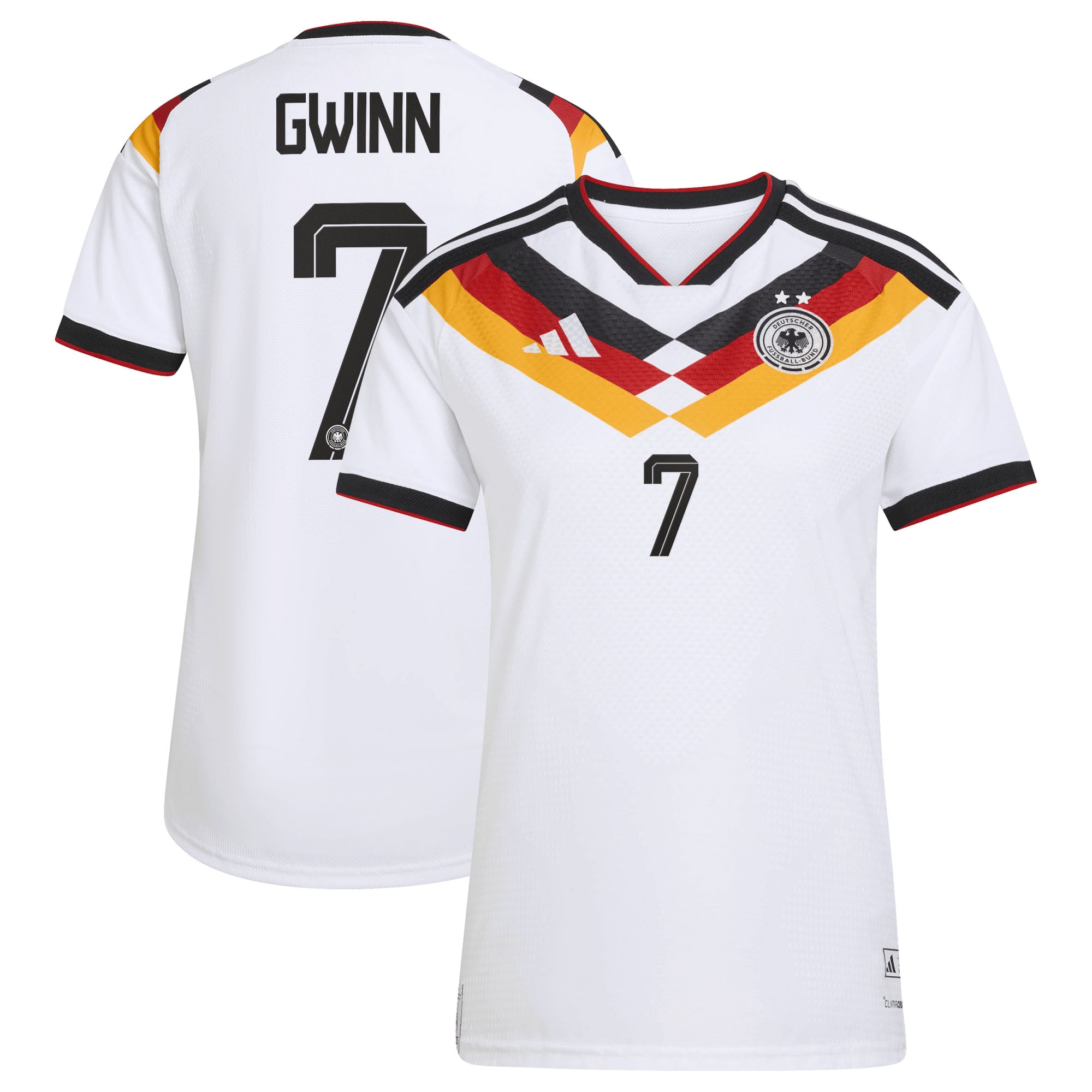 Camiseta oficial de la selección alemana adidas 1ª Equipación temporada 2026 - 2 Esterellas - Mujer con dorsal Gwinn 7