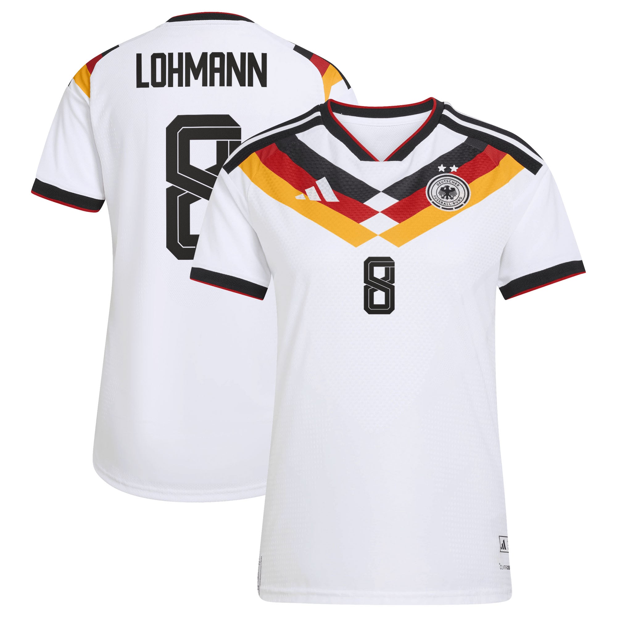 Camiseta oficial de la selección alemana adidas 1ª Equipación temporada 2026 - 2 Esterellas - Mujer con dorsal Lohmann 8