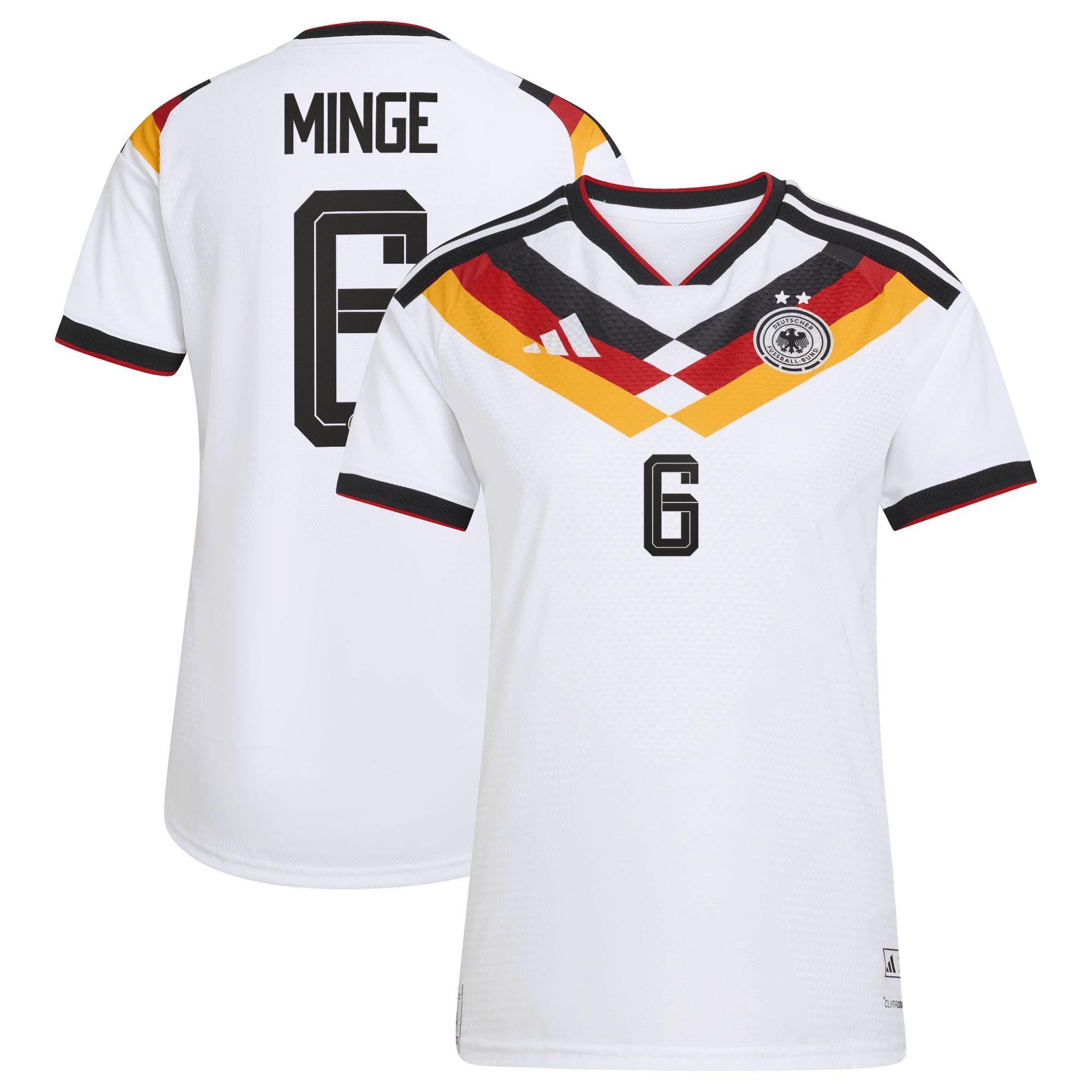 Camiseta oficial de la selección alemana adidas 1ª Equipación temporada 2026 - 2 Esterellas - Mujer con dorsal Minge 6