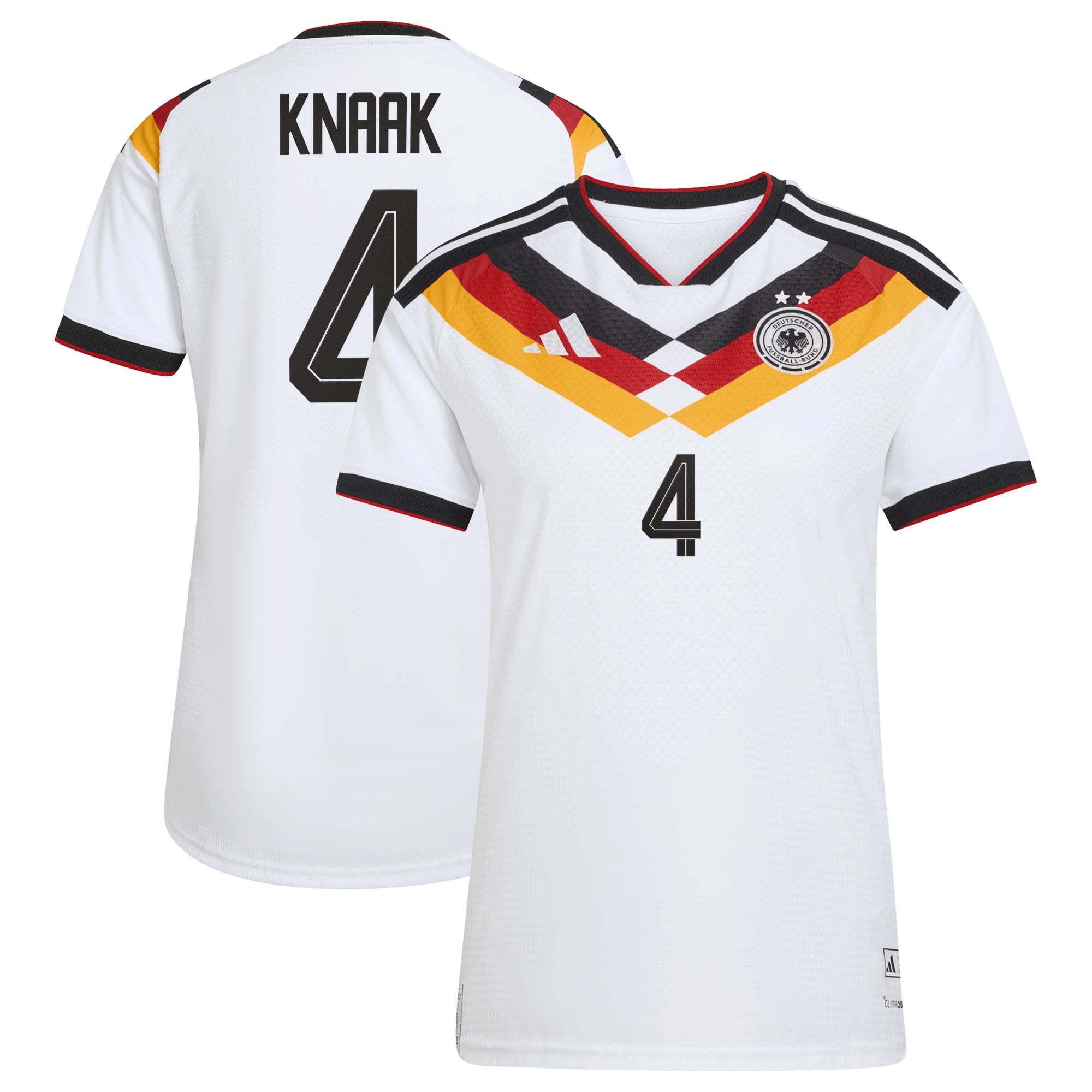 Camiseta oficial de la selección alemana adidas 1ª Equipación temporada 2026 - 2 Esterellas - Mujer con dorsal Knaak 4