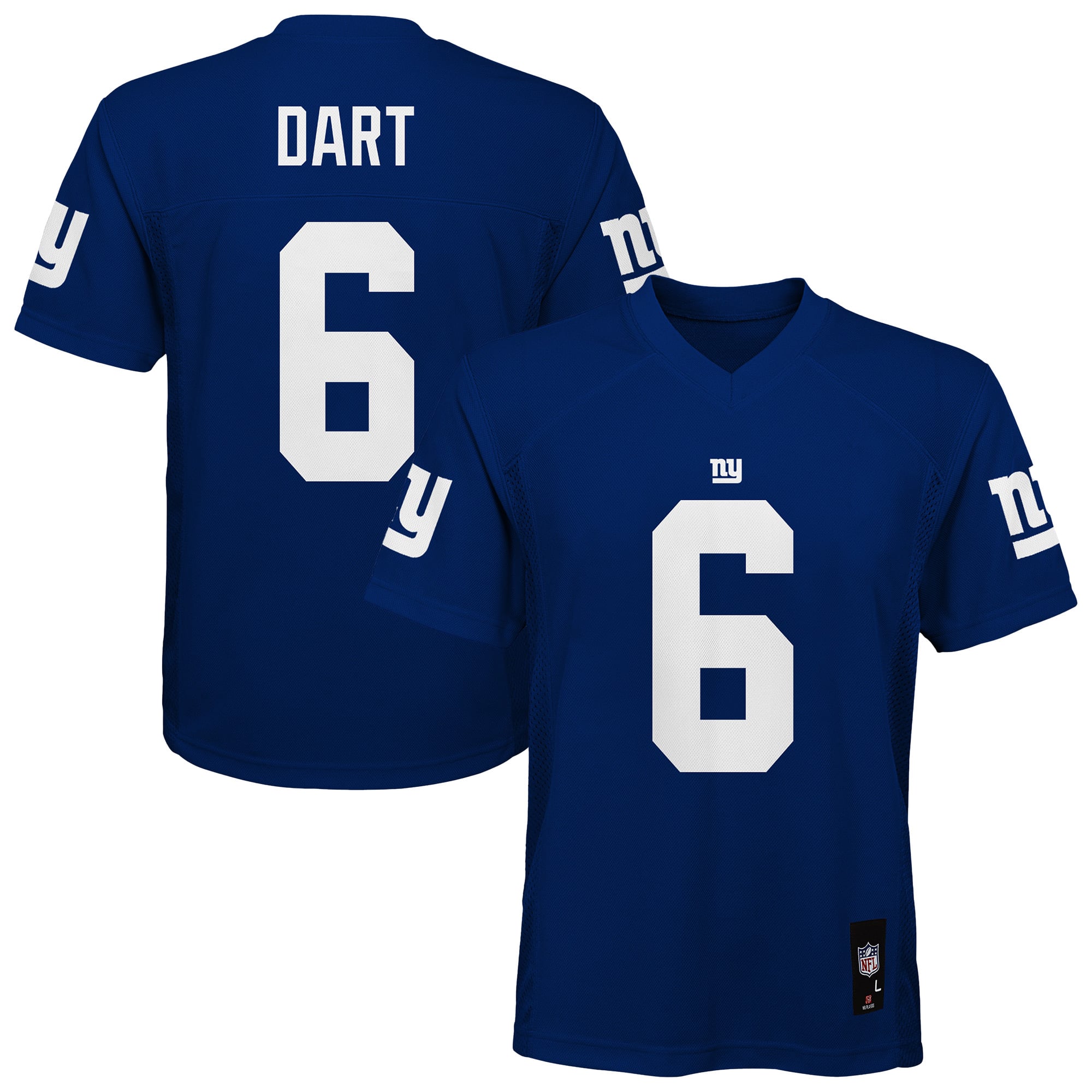 Youth Jaxson Dart Royal New York Giants Replica Jersey