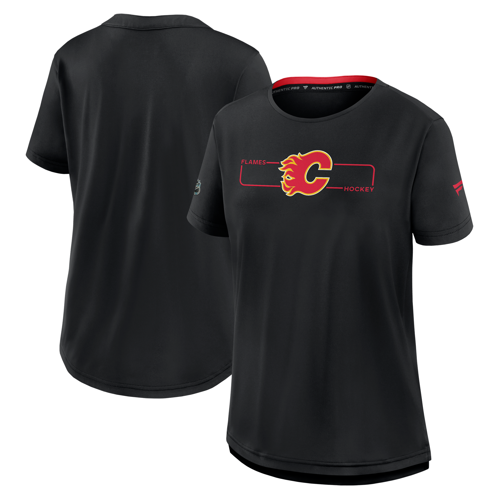 Women's Fanatics Black Calgary Flames Authentic Pro Rink Tech T-Shirt