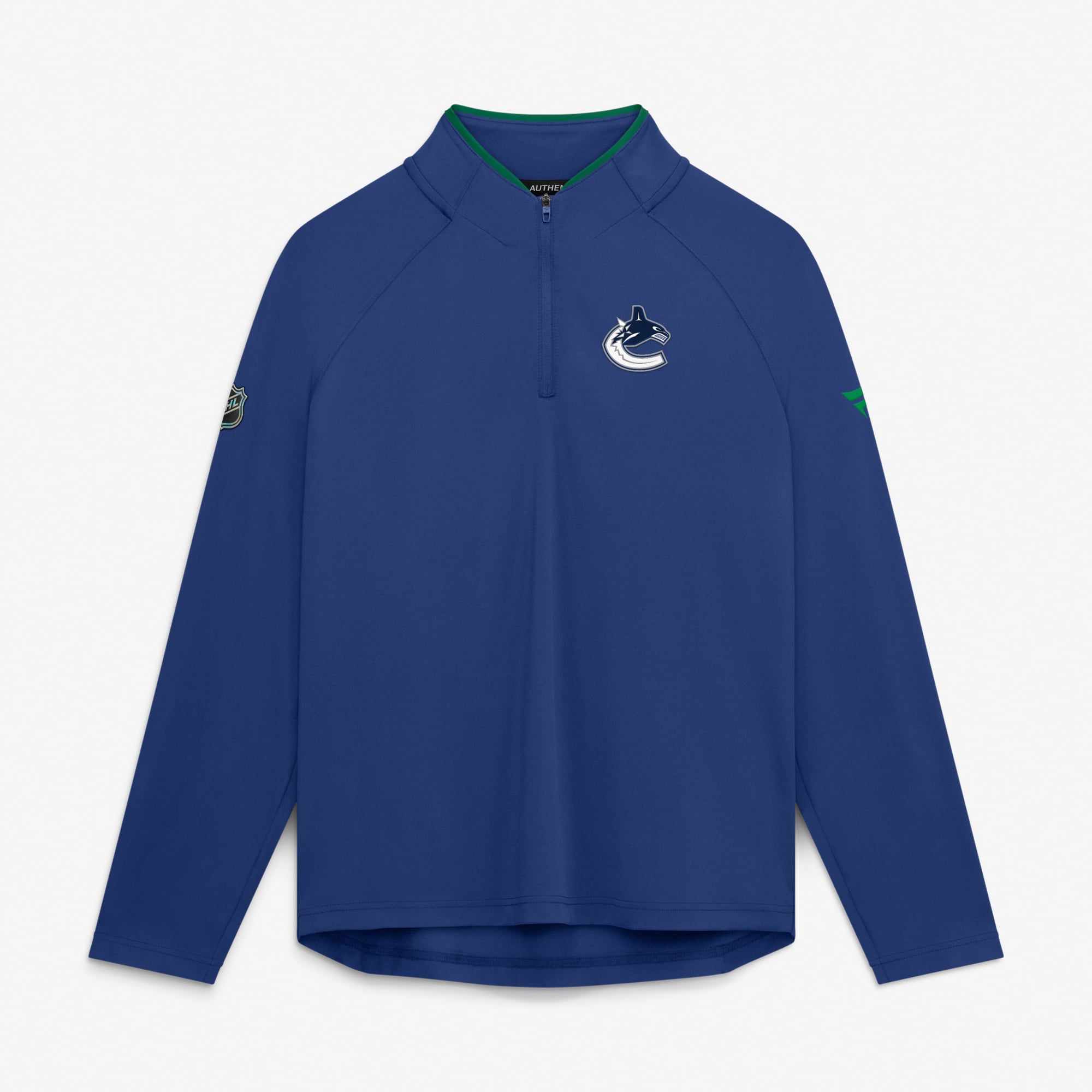 Women's Fanatics Blue Vancouver Canucks Authentic Pro Rink Raglan Lightweight Quarter-Zip Pullover