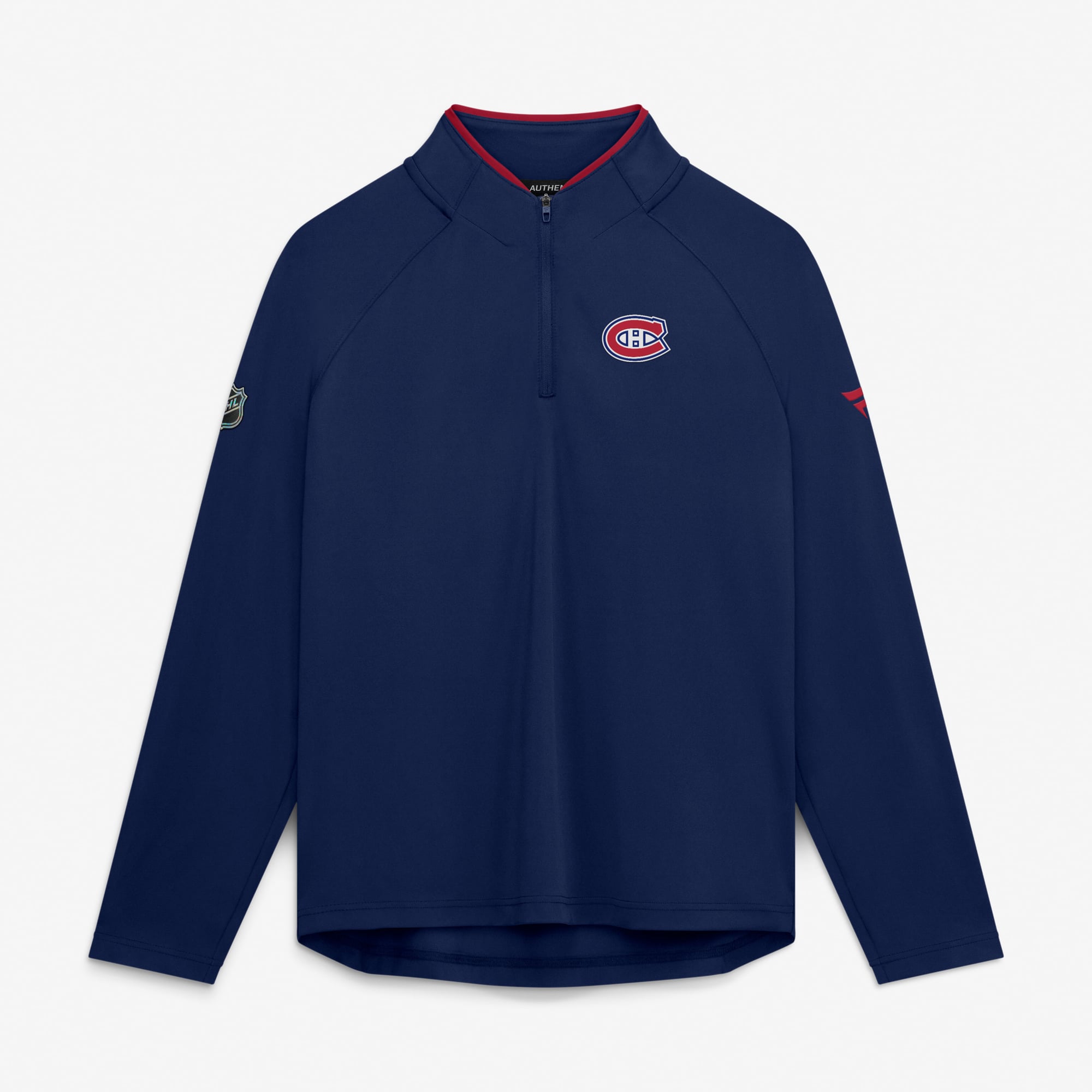 Women's Fanatics Navy Montreal Canadiens Authentic Pro Rink Raglan Lightweight Quarter-Zip Pullover