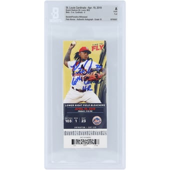 "Pete Alonso New York Mets Autographed 6th Career HR Beckett Fanatics Witnessed Authenticated Auto 10 Ticket from April 19, 2019 with ""6th Career HR"" Inscription"