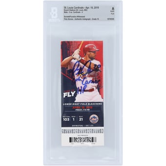"Pete Alonso New York Mets Autographed 6th Career HR Beckett Fanatics Witnessed Authenticated Auto 10 Ticket from April 19, 2019 with ""6th Career HR"" Inscription"
