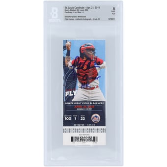 "Pete Alonso New York Mets Autographed 7th Career HR Beckett Fanatics Witnessed Authenticated Auto 10 Ticket from April 21, 2019 with ""7th Career HR"" Inscription"