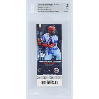 "Pete Alonso New York Mets Autographed 7th Career HR Beckett Fanatics Witnessed Authenticated Auto 10 Ticket from April 21, 2019 with ""7th Career HR"" Inscription"