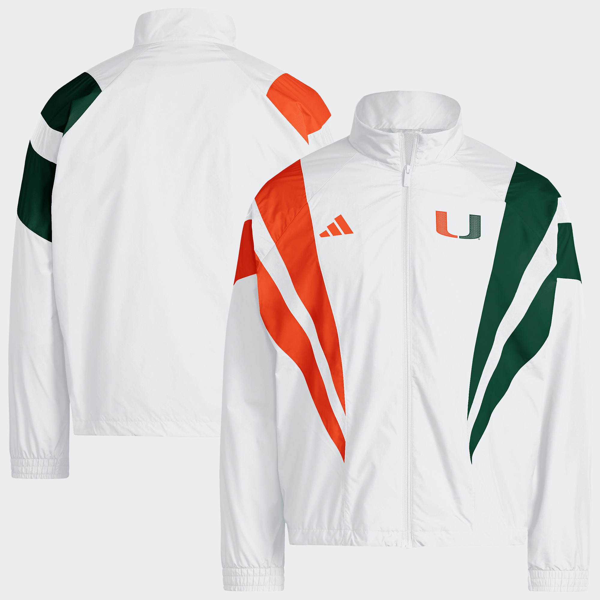 Men's adidas White Miami Hurricanes It's Back Full-Zip Track Jacket