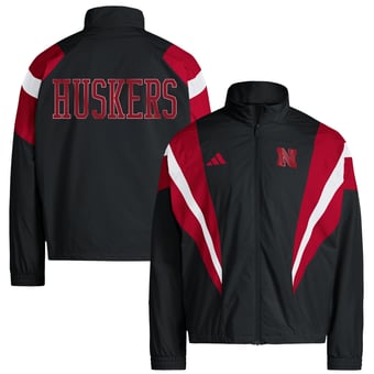 Men's adidas  Black Nebraska Huskers Our Red Burns Brighter Full-Zip Track Jacket