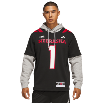 Men's adidas  Black Nebraska Huskers Our Red Burns Brighter Strategy Jersey Hoodie