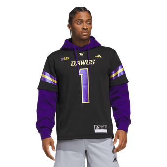 Men's adidas  Black Washington Huskies Dawgs Strategy Jersey Hoodie