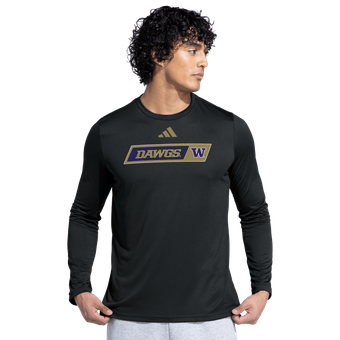 Men's adidas  Black Washington Huskies Dawgs Pregame Long Sleeve T-Shirt