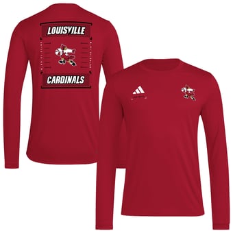 Men's adidas  Red Louisville Cardinals Locker Football Icon AEROREADY Pre-Game Long Sleeve T-Shirt