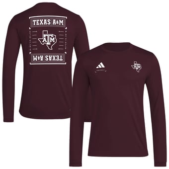 Men's adidas  Maroon Texas A&M Aggies Locker Football Icon AEROREADY Pre-Game Long Sleeve T-Shirt