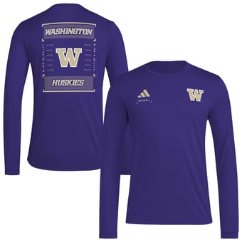 Men's adidas  Purple Washington Huskies Locker Football Icon AEROREADY Pre-Game Long Sleeve T-Shirt