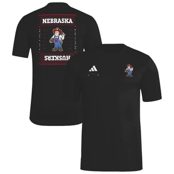 Men's adidas Black Nebraska Huskers Locker Football Icon AEROREADY Pre-Game T-Shirt