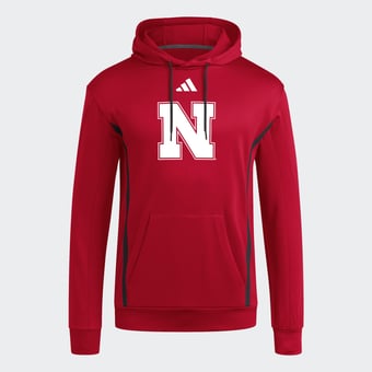 Men's adidas  Scarlet Nebraska Huskers Locker Logo Fleece Pullover Hoodie