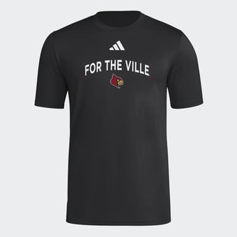 Men's adidas  Black Louisville Cardinals Locker Slogan Football Pre-Game T-Shirt