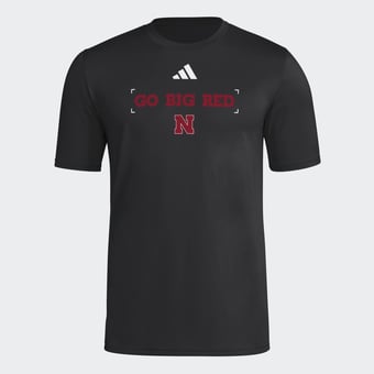 Men's adidas  Black Nebraska Huskers Locker Slogan Football Pre-Game T-Shirt