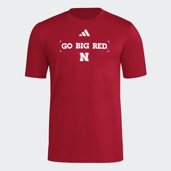 Men's adidas  Scarlet Nebraska Huskers Locker Slogan Football Pre-Game T-Shirt